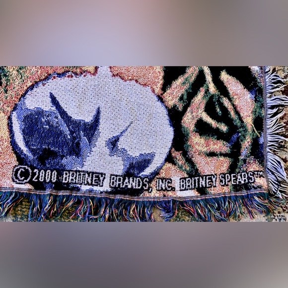 RARE Y2K 2000 Britney Spears Embroidered High Contrast Blanket 59” x 43” Throw